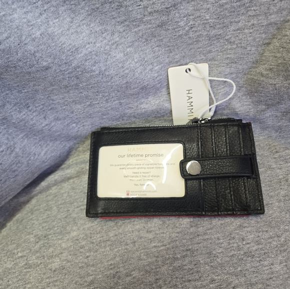 NWT Hammitt Black and Red Leather Gunmetal Hardware 210 West Wallet - Picture 7 of 12